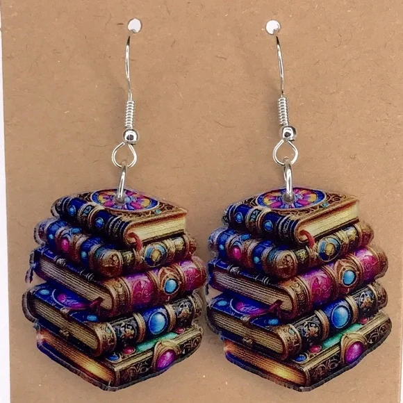 Colorful Book Stack Earrings - Picture 3 of 3